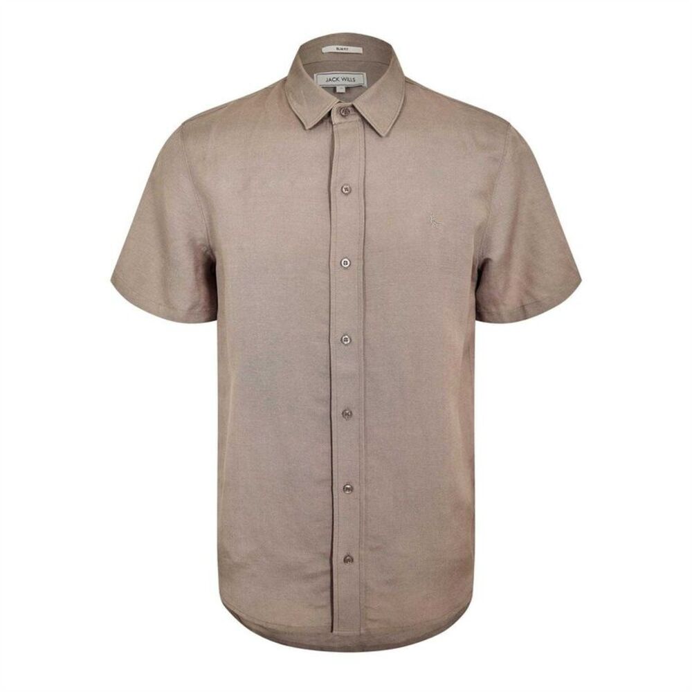 Jack Wills Mens Short-Sleeved Casual Shirt / Khaki/Gray